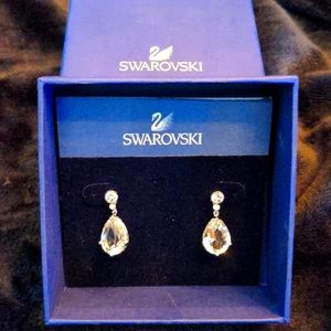 Swarovski Crystal Sterling Silver Tear Drop Earrings